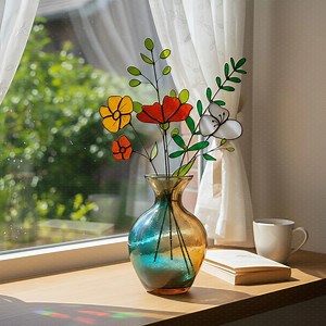 Stained Glass Wildflower Bouquet, Handmade Glass Flower Stems for Vase, Botanical Floral Decor, Everlasting Mother’s Day Gift for Mom - Etsy