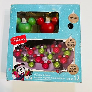 Disney 12 EmoteGlow Projection Musical Light String Christmas Mickey Mouse New
