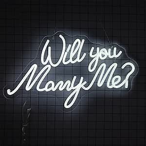 Will You Marry Me? LED Neon Sign, Custom Propose Marriage Decor Remote Dimming Neon Lights, Wall Hanging Luminescent Signboard,50x30cm
