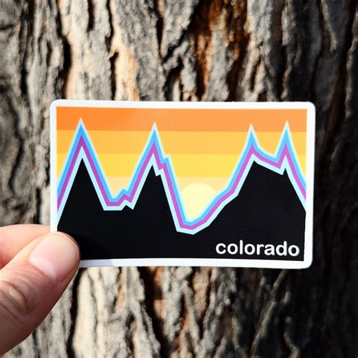 Colorado Mountain Sunset Sticker: Retro Design for Hiker or Outdoors - Etsy
