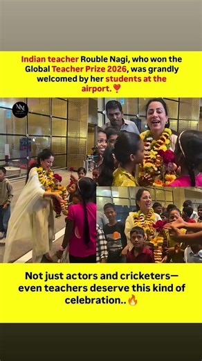 Indian teacher and artist Rouble Nagi was warmly welcomed by her students at the Mumbai airport ❣️