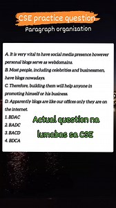 CSE practice question / civil service exam reviewer / paragraph organization #civilserviceexamination2025 #civilserviceexam2025 #civilserviceexam #CSEReview #CivilServicesExam #exampreparation #NAPOLCOM | Arturo Infornon Malag Jr.