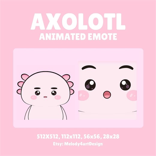 Emote zoomée Axolotl Shock – GIF animé Twitch & Discord, téléchargement immédiat - Etsy France