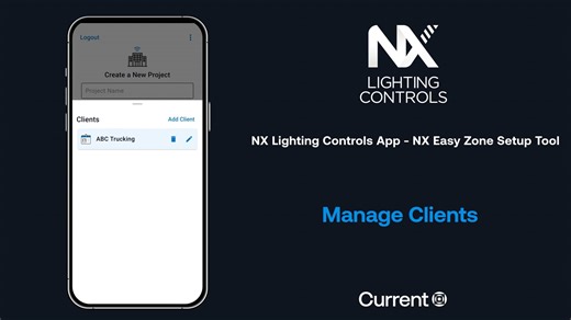 Manage Clients - NX Lighting Controls App