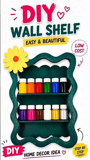 How to make a Painting Bottle Shelf with Cardboard 🪜| Handmade Wall Shelf Ideas 💡| #shorts #shelf