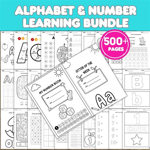 Alphabet Number Learning Worksheet,alphabet Learning,number Recognition,tracing Activities,number Worksheets 1–20 - Etsy