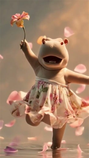Cute Lady Hippo Slow Motion Dance 🌸🦛 | Flower Vibes That Melt Your Heart 💃✨