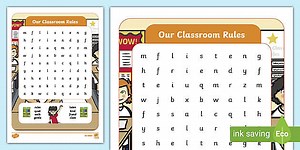 Classroom Rules Word Search