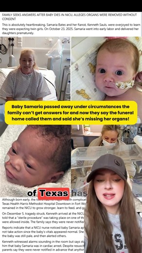 Baby Samaria passed away under circumstances the family can't get answers for and now they say the funeral home called them and said she's missing her organs!What happened to Samaria?? Her mom is Samaria Bates (yes same name) and her dad is Kenneth Saul's. This happened in Fort Worth, Texas. @Ashley Deals/SAHM #texas #fortworth #nicu