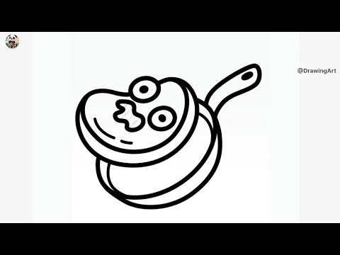 "How to Draw Cute Pancake in Frying Pan 🍳🥞 | Easy & Fun Drawing for Kids"