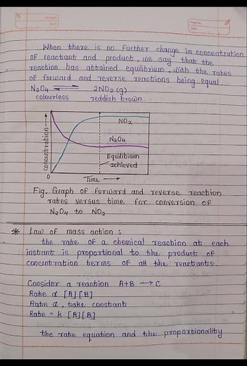 Class 11th Chemistry Chapter 12.Chemical Equilibrium NOTES🔥 #chemistry #handwrittennotes