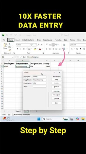How to Fill Data Entry Forms Faster in Excel #excel #shorts #dataentry #form