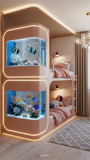 While you dream, the fish keep swimming — right beneath your aquarium bunk bed 🌊😴