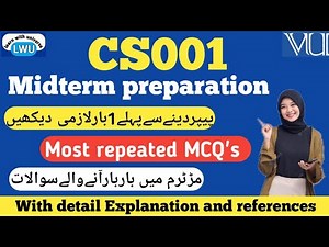 cs001 midterm preparation 2025|| cs001 most important and repeated MCQ's for midterm #cs001