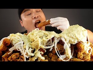 Extra Onion Chicken Mukbang~!! Real Sound ASMR Social Eating Mukbang (Eating Show)