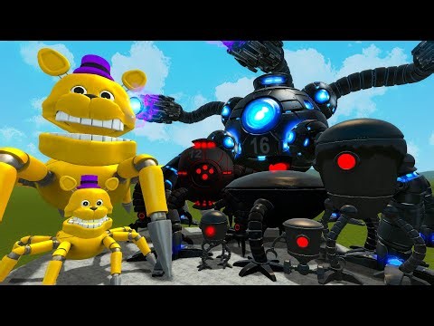 EVOLUTION OF NEW SPRING FREDDY SPIDER VS ALL PHASES OF OMNIDROID V1 TO V16 In Garry's Mod!