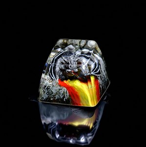 Grey Dragon Keycap – Artisan Resin Keycap With Fiery Background, Ancient Stone Dragon Theme for Mechanical Keyboard, Bold Fantasy Gift - Etsy Australia
