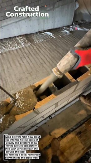 Concrete Grouting Process in CMU Block Wall Construction | Educational Video