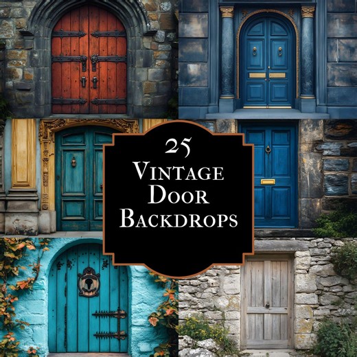Vintage Door Photography Backdrop Set, Antique Doorway Digital Backgrounds for Portrait Photography, Photo Overlays - Etsy