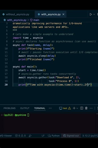 Python asyncio in 58 seconds! ⚡️ #shorts