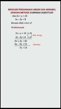 Mencari persamaan Linear Dua Variabel dengan Eliminasi Substitusi #maths #matematika