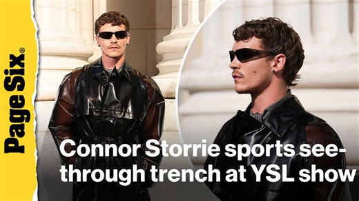 Connor Storrie sweats out Paris' hottest day ever in PVC boots and a see-through trench