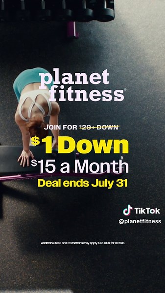 Join Planet Fitness for $1 Down and $15 a Month