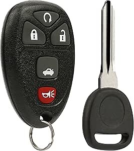 Key Fob Keyless Entry Remote with Ignition Key fits Cadillac DTS / Chevy Impala Monte Carlo 2006 2007 2008 2009 2010 2011 2012 2013