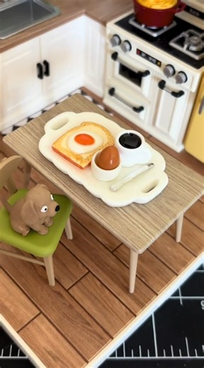 Delicious miniature recipes in a dollhouse kitchen