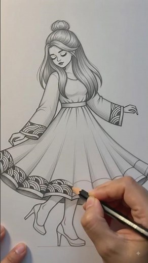 ✨ Beautiful Pencil Sketch of a Dancing Girl | Easy Drawing Art ✍️