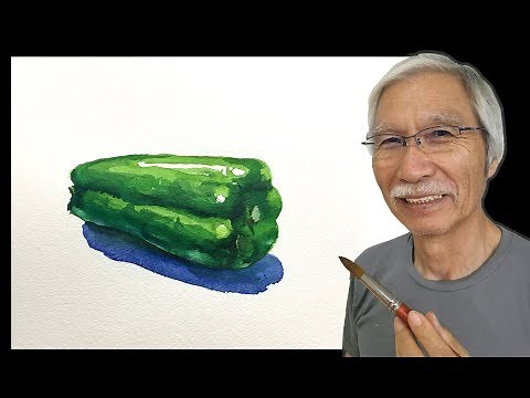 水彩画の基本〜ピーマンを美味しそうに描くコツ How to draw a Green pepper | Watercolor Tips