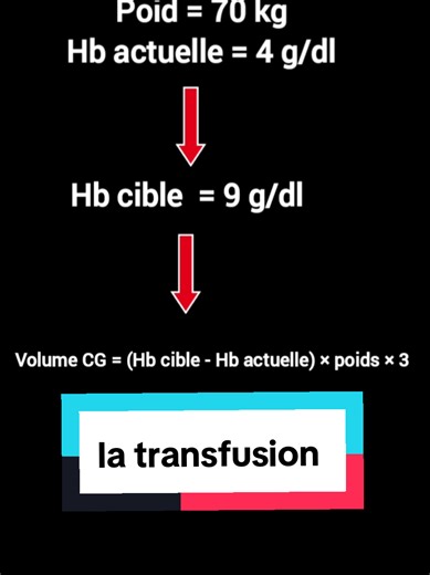 Calculer la quantité de transfusion selon Hb