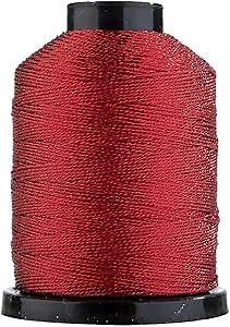 Premium Metallic Thread 218-Yard Shiny Finish for DIY Projects, Wristbands, Bracelets crochet bookbinding (Red)
