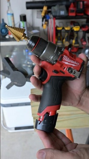 Milwaukee M12 Fuel hammer drill with step drill bit. #powertools #diy #shorts #metalworking