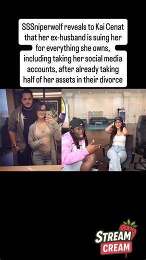StreamCreamTv on Instagram: "SSSniperwolf reveals to Kai Cenat that her ex-husband is suing her for everything she owns, including taking her social media accounts, after already taking half of her assets in their divorce  #sssniperwolf #kaicenat #amp #mafiathon3 #twitch #viral #reels"