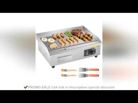 SucceBuy Commercial Electric Griddle 50-300C Adjustable Temp Control, Stainless Steel Countertop Fla