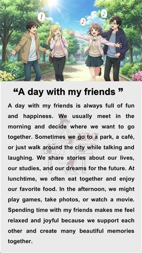 A Day With My Friends | English Vocabulary | English For Beginners | Reading & Listening Practice