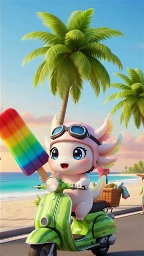 Why Did Axie the Axolotl Buy a Giant Popsicle 🍭❄️ Cute Cartoon Adventure