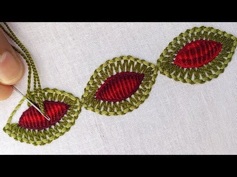New Attractive BorderLine Stitch for Beginners|Hand Embroidery Tricking Design| border embroidery