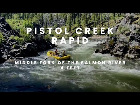 Rowing Pistol Creek Rapid on the Middle Fork of the Salmon River at 4 feet