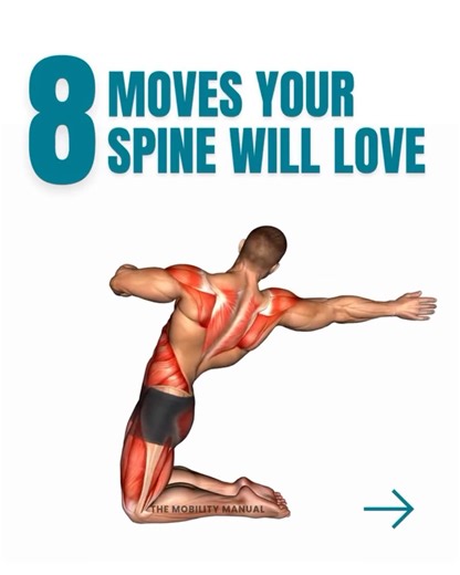 Mobility & Joint Relief Coach on Instagram: "8 Moves Your Spine Will Love 🌀💆‍♂️ —————— 🔗 in bio for Full Body Mobility Program —————— Your spine is your body’s central support system, but sitting, stress, and poor posture can make it feel stiff and stuck. This movement-based routine helps restore flexibility, release tension, and get your spine moving the way it’s meant to. Do it regularly and you’ll feel: ✅ Smoother spinal motion and flexibility ✅ Reduced back and neck t