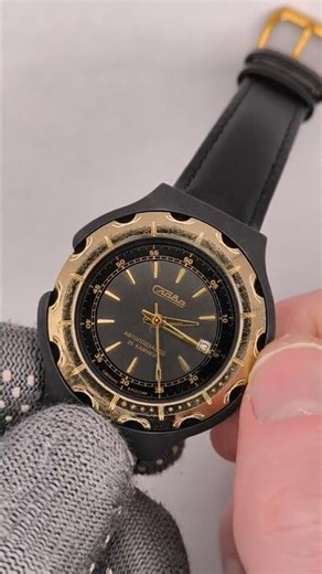 Vintage Watch Slava 2416 Russian Black Automatic Men Military Serviced 🔥 40 mm