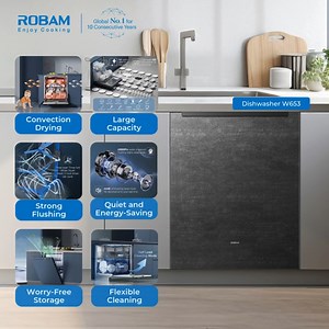 ✨ Why the ROBAM W653 is a Must-Have Dishwasher for Every Home ✨ Tired of hand-washing dishes or dealing with underpowered dishwashers? The ROBAM W653 takes kitchen cleaning to the next level with: 🔄 Convection Drying – Say goodbye to wet dishes with fast, efficient drying. 🧺 Large Capacity – Perfect for families, parties, or everyday use. 💦 Strong Flushing Power – Cuts through grease and stuck-on food with ease. 🔇 Quiet & Energy Saving – Runs whisper-quiet with smart energy efficiency. 📦 Wo
