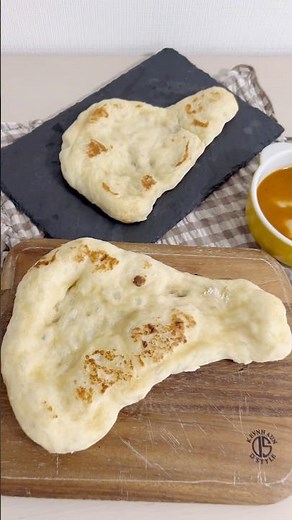 混ぜるだけ！捏ねなし✨フライパンで作る簡単ナンの作り方✨ #ナン作り方 #簡単パンレシピ #簡単おうちごはん #パン簡単