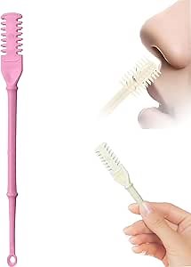 2-in-1 Nasal Hair Cutter,Nostril Hair Remover Tool 360° Rotating Nose Hair Trimmer, Manual Nose Hair Trimmer with Ear Picker for Women Men (Pink)