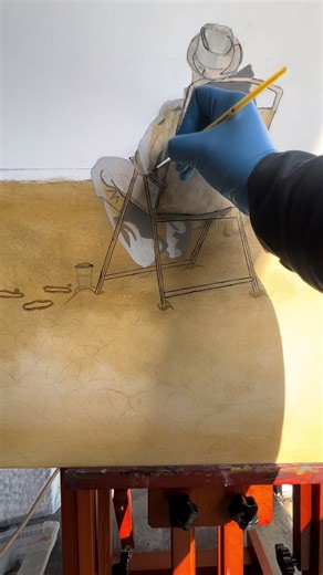 Another big painting in the works. This one is pretty big but once I am finished you will see why. Wanted to capture the big sky that I am going to paint. #art #tiktokart #beach #skies #coffee