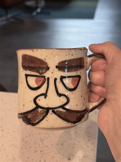 Vintage Otagiri Japan Mustache Cup Mug Gift for Dad 1970s Speckled Stoneware Face Mug - Etsy