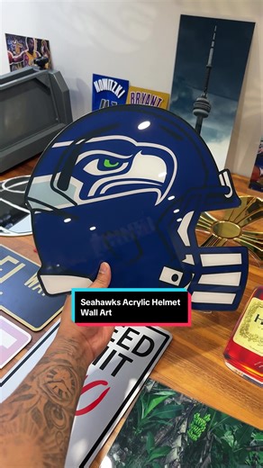 Making a custom Seahawks Acrylic Helmet Wall Art! #wallart #acrylicsign #acrylicprint #seahawks #superbowl