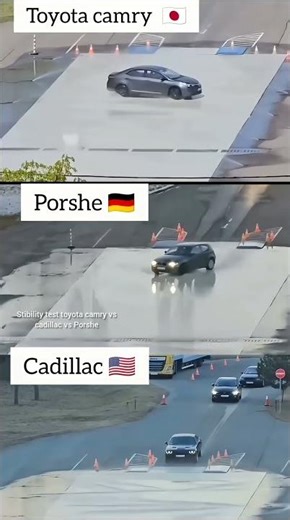Wet Stability Test 🌧️ Toyota Camry vs Porsche vs Cadillac