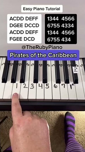 Pirates of the Caribbean Piano Easy Tutorial With Letter Notes #shorts #piano